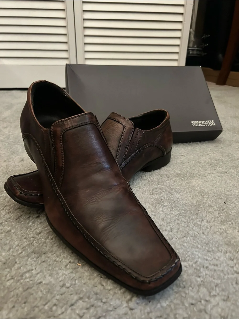 Kenneth Cole Reaction Brown Leather Slip-On Loafers